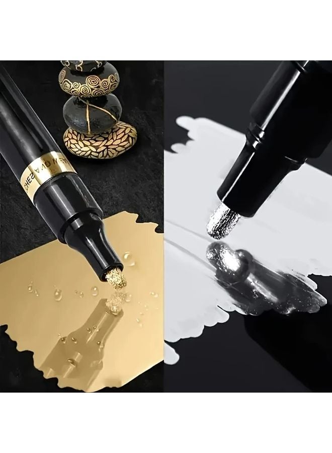 Golden And Silvery Mirror Markers 2 Pack For Car Styling Crafts And Glass Painting - Image 2